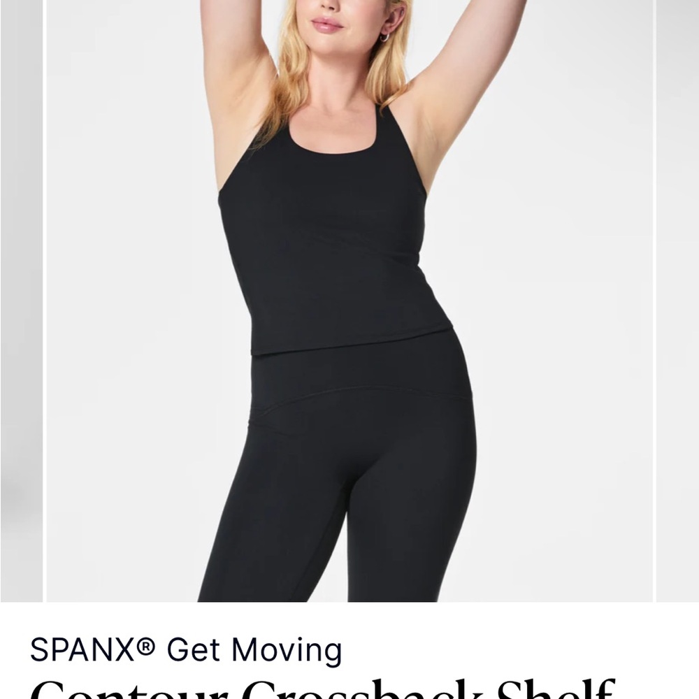 SPANX Black Crossback Tank with Shelf Bra size M BNWT